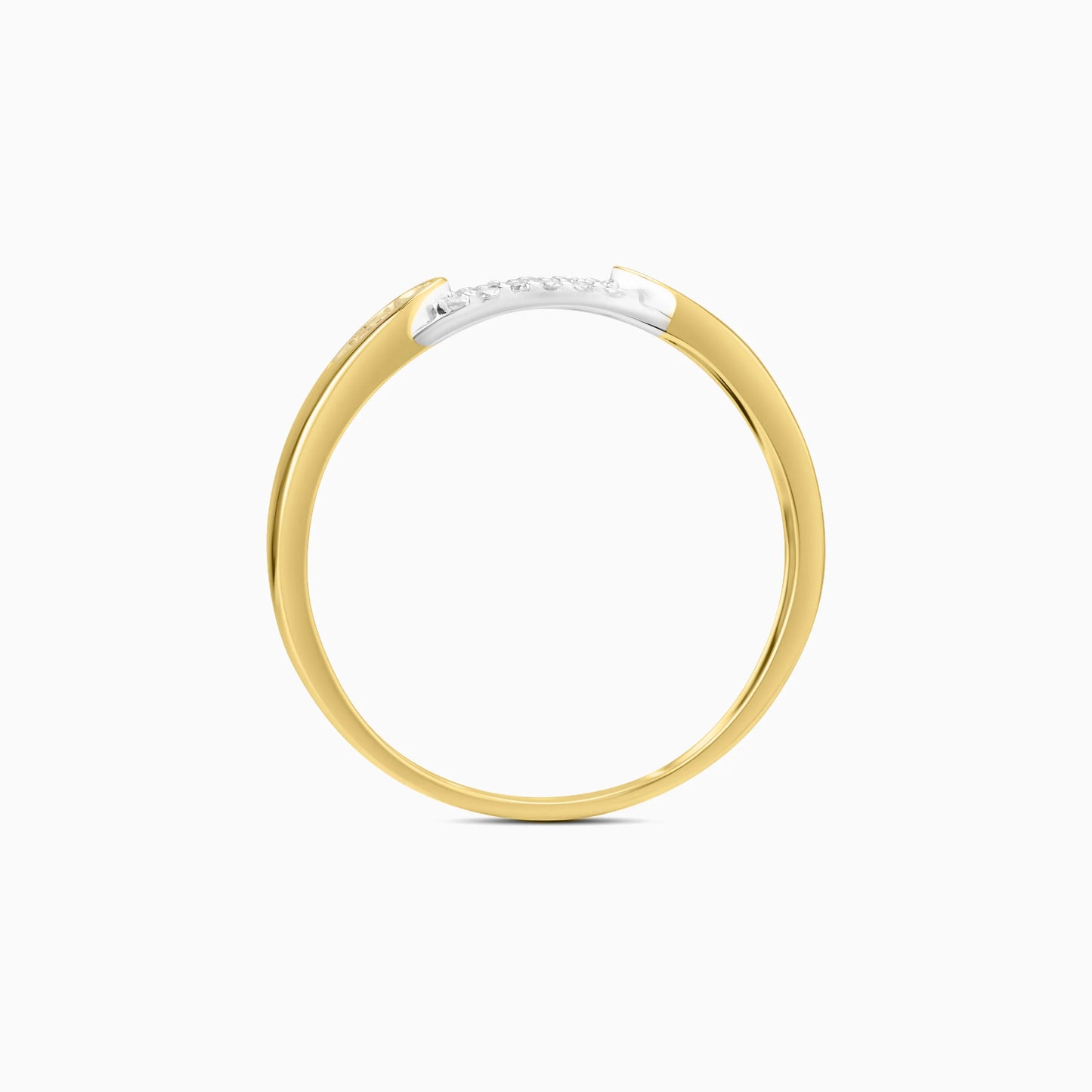 Gold Band with Pavé Diamond Detail Ring
