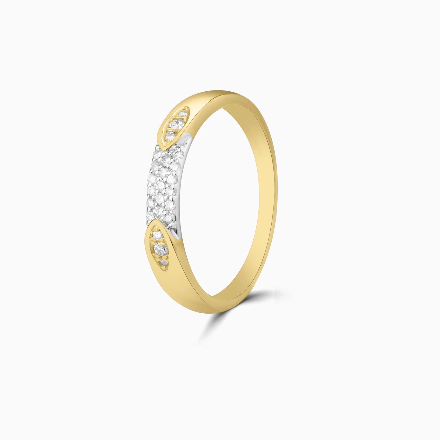 Gold Band with Pavé Diamond Detail Ring