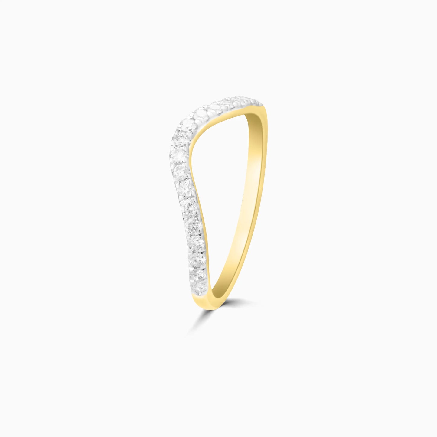 Wavy Gold Diamond Band Ring