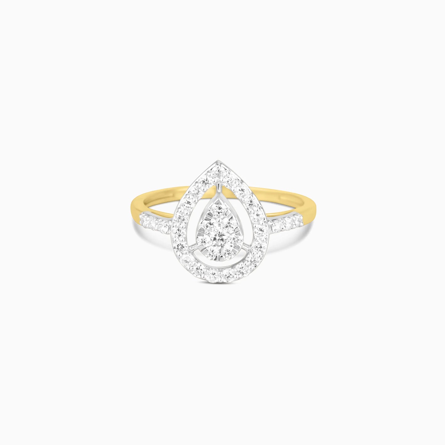 Diamond-Studded Teardrop Gold Engagement Ring