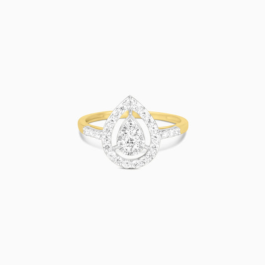 Diamond-Studded Teardrop Gold Engagement Ring