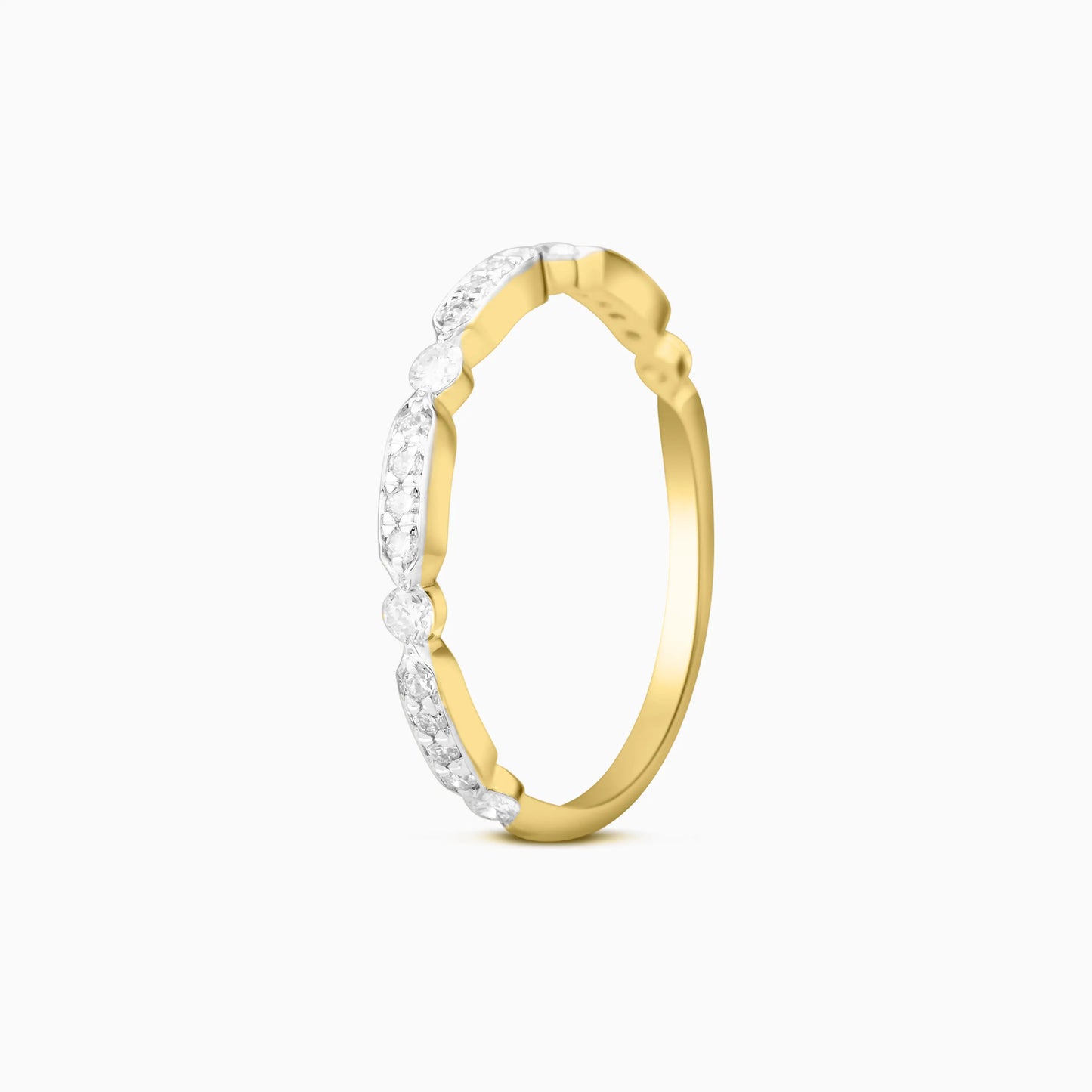 Scalloped Edge Diamond Accent Ring