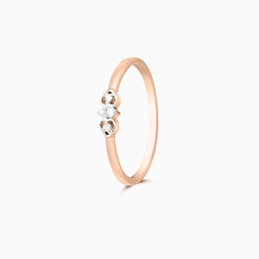 Delicate Rose Flower Diamond Band Ring
