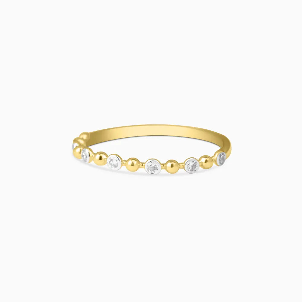 Gold Ring with Bezel Set Diamonds