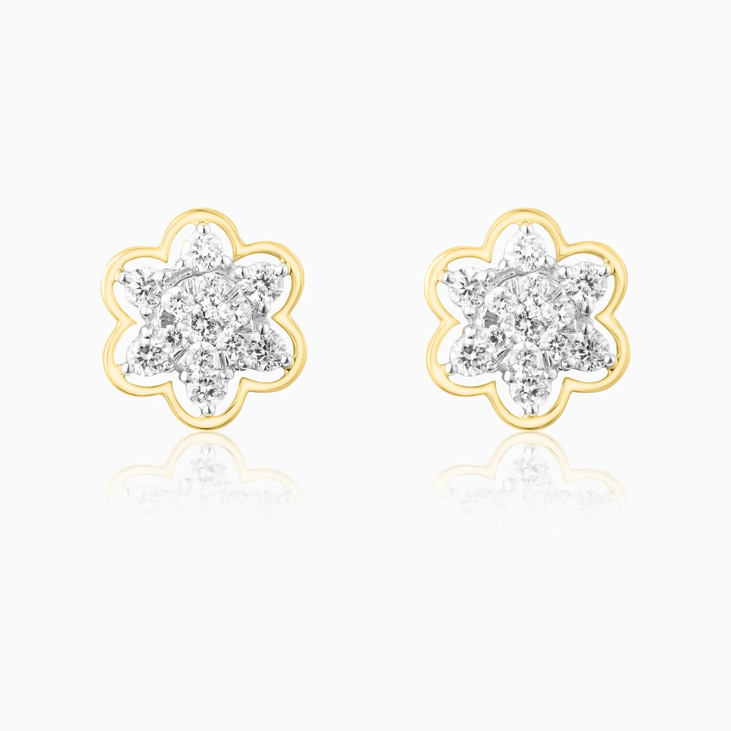 Floral Diamond Cluster Stud Earrings