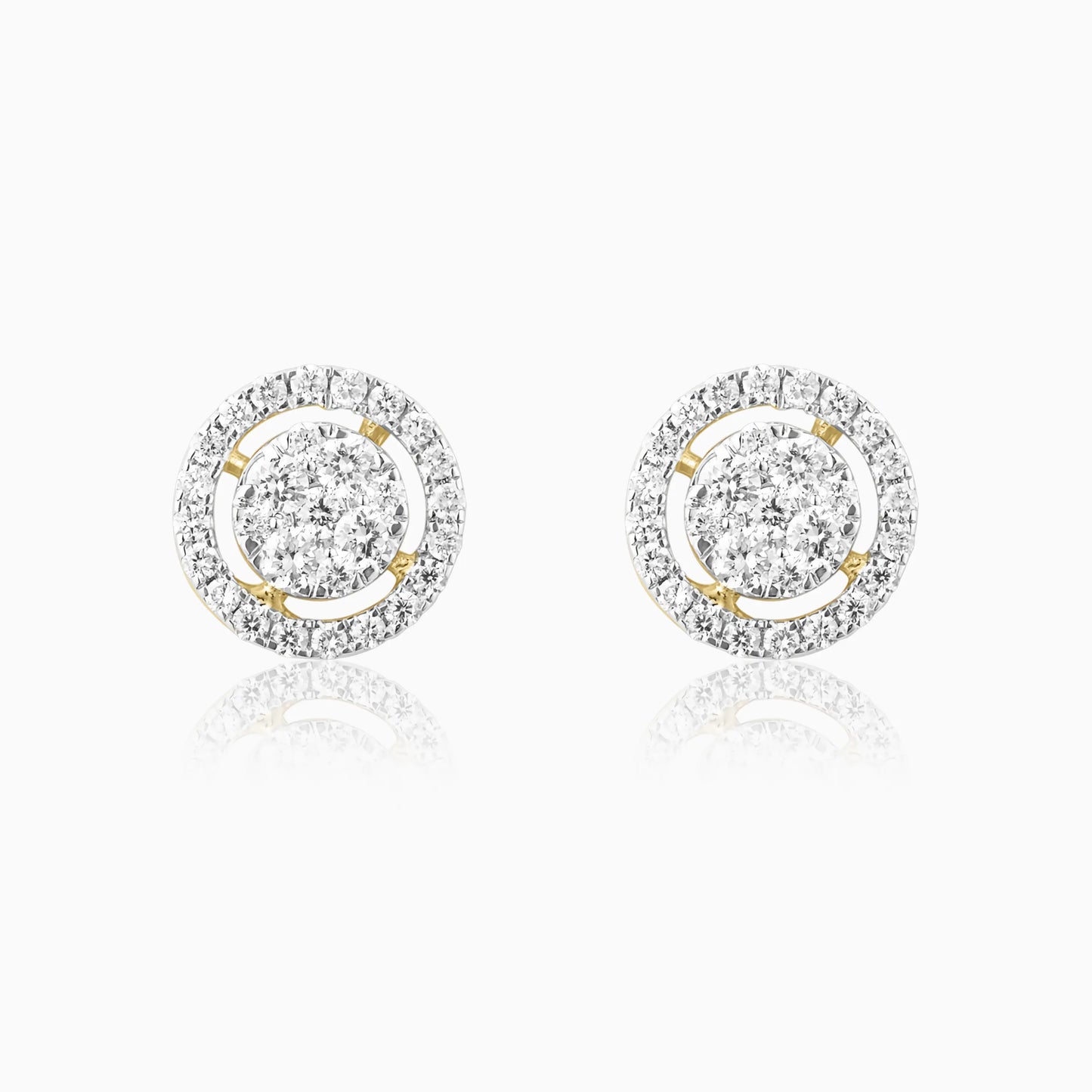 Round Halo Cluster Diamond Earrings