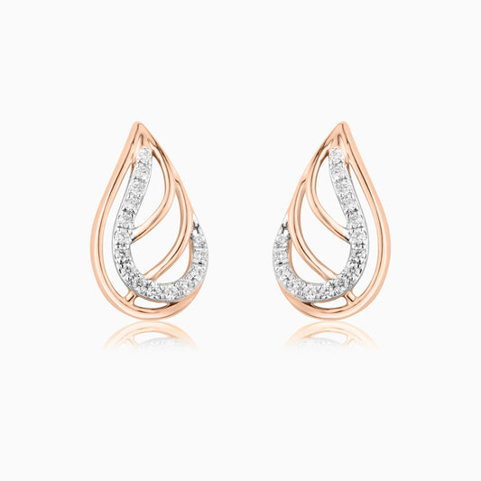 Curved Teardrop Diamond Studs Earrings