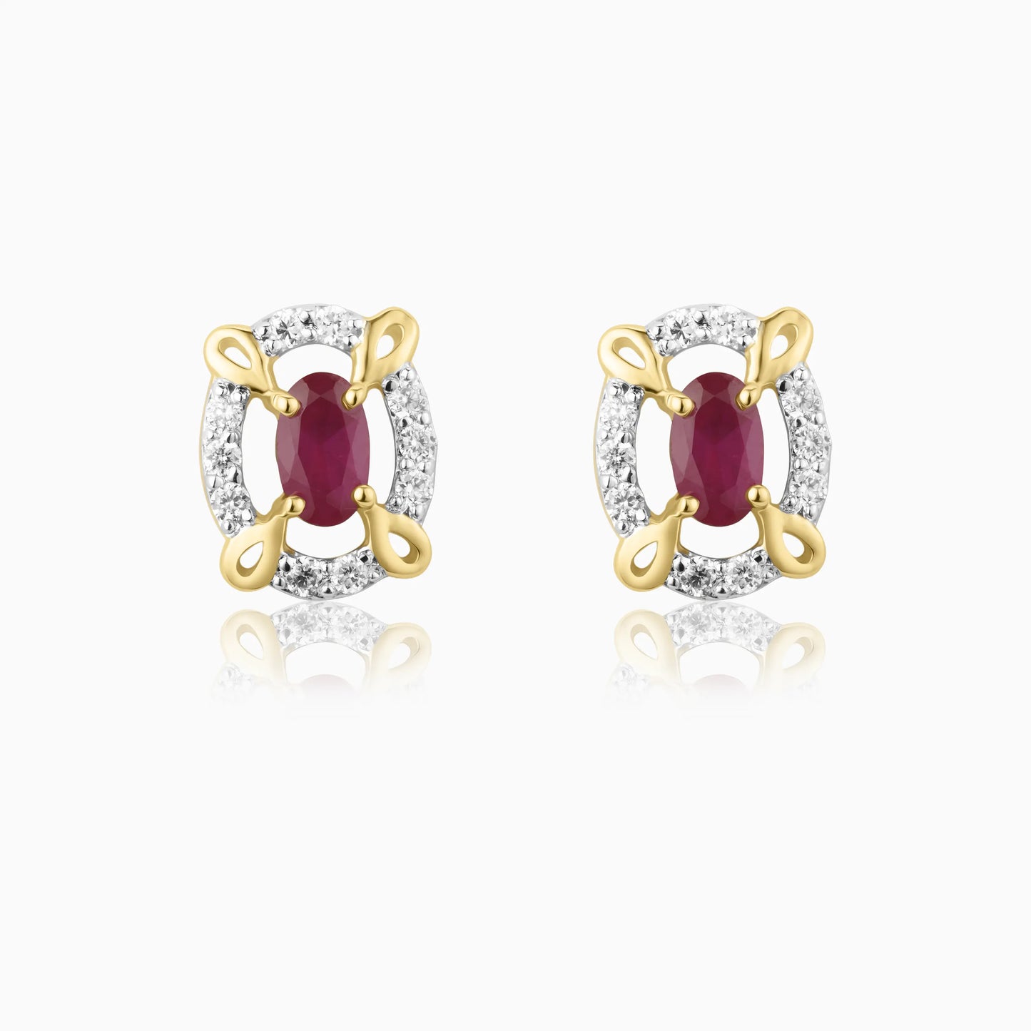 Diamond Framed Ruby Studs