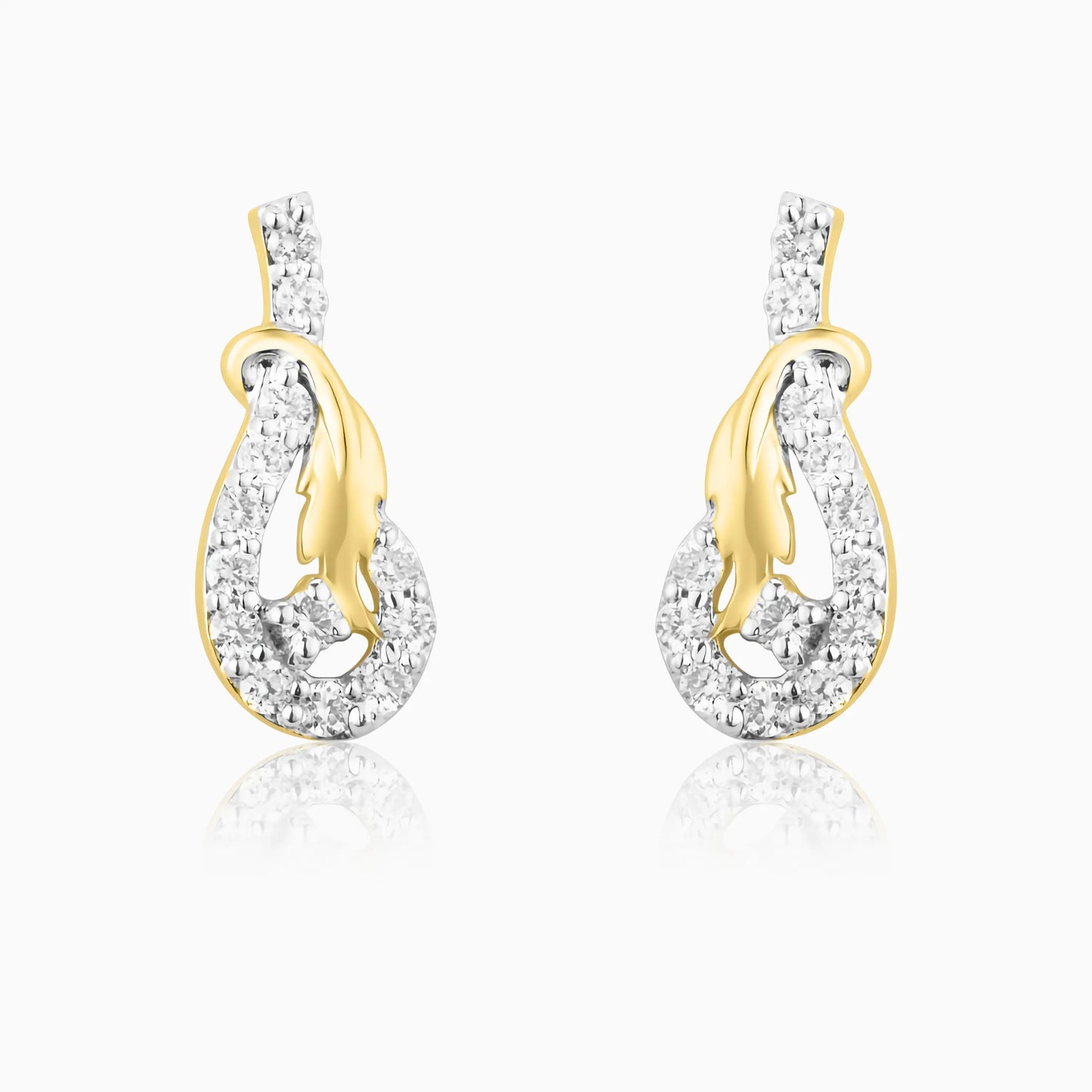 Curved Diamond Drop Earrings