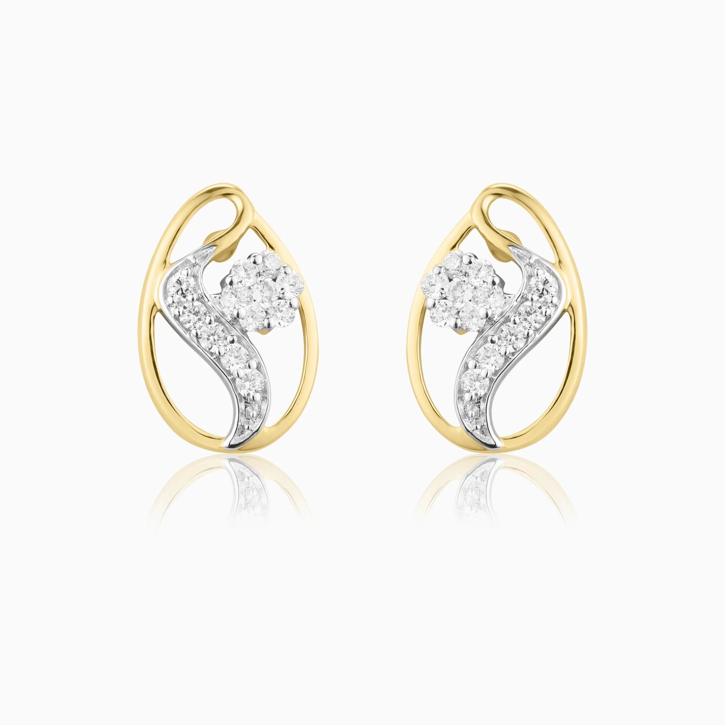 Leaf-Inspired Diamond Studs Earrings