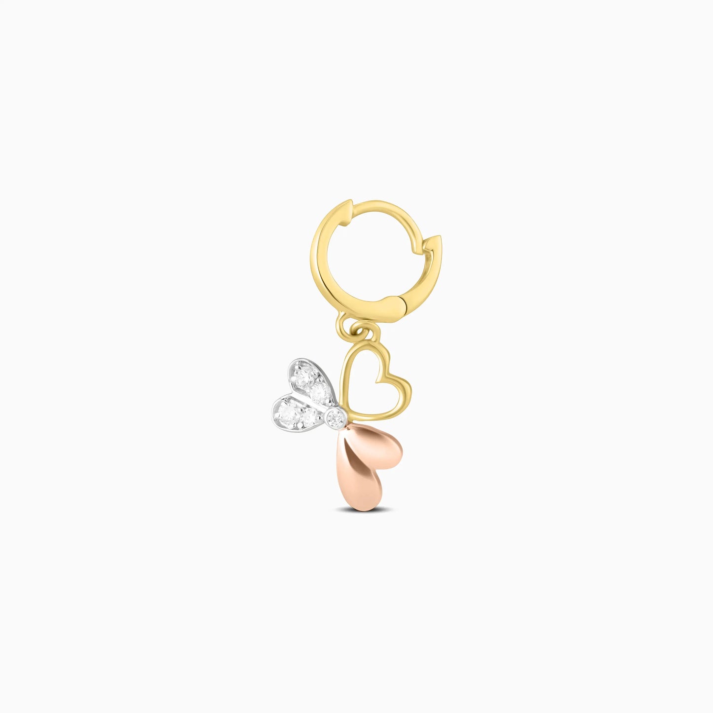 Heart and Butterfly Drop Diamond Earrings