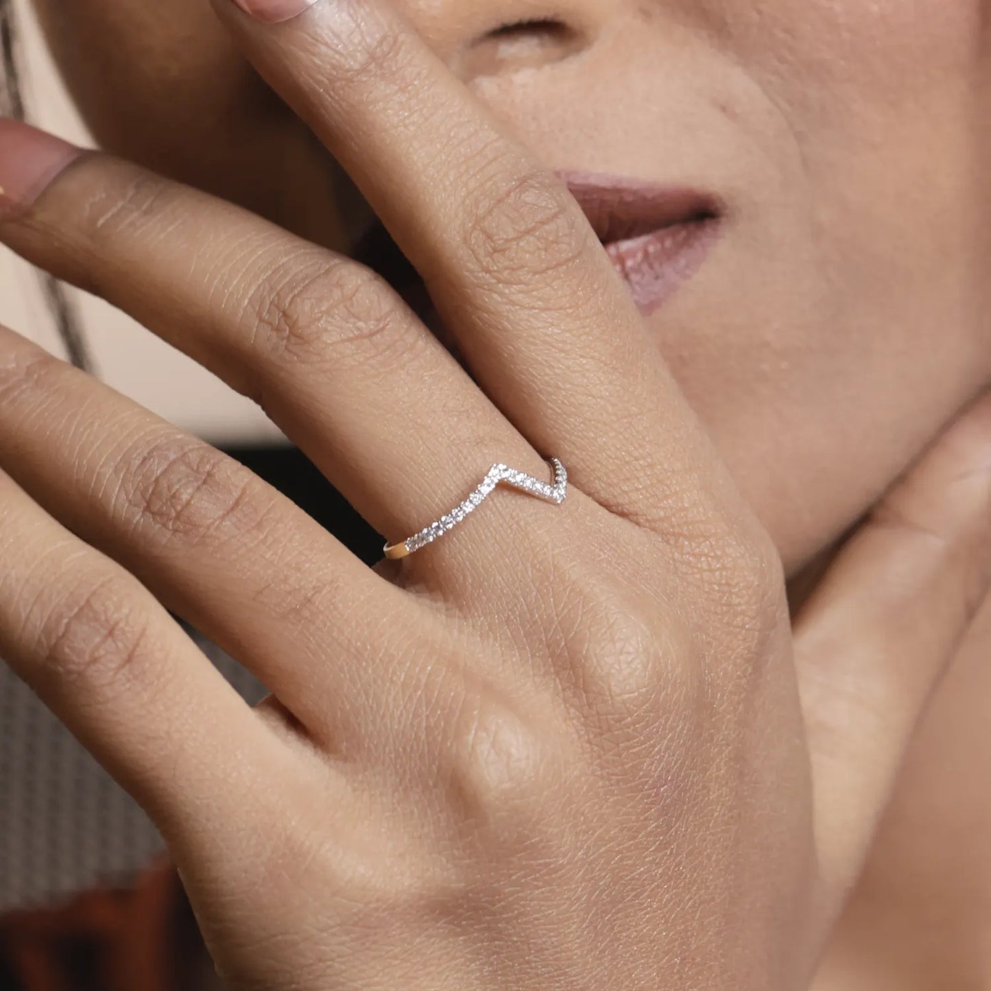 Curved Diamond Stackable Ring