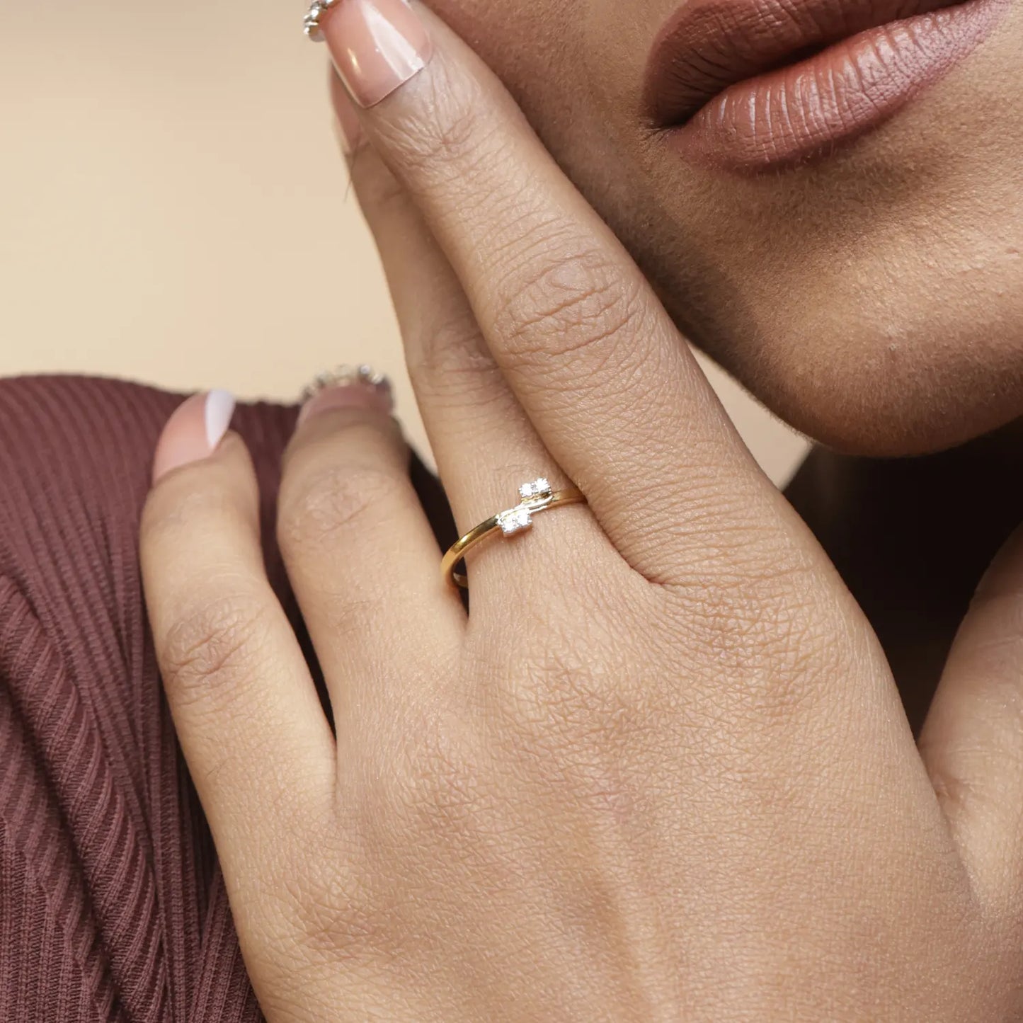 Elegant Gold Double Diamond Ring