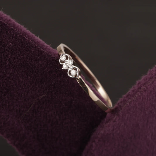 Delicate Rose Flower Diamond Band Ring