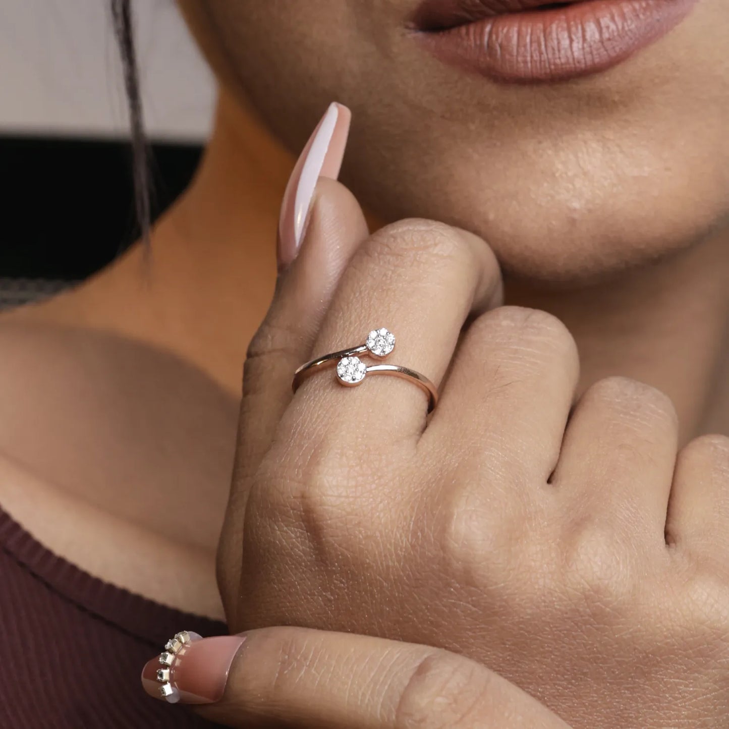 Double Diamond Open Ring