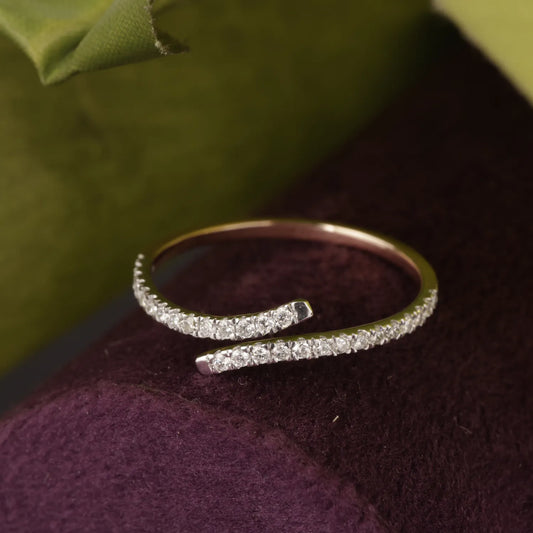 Curved Diamonds Open Ring
