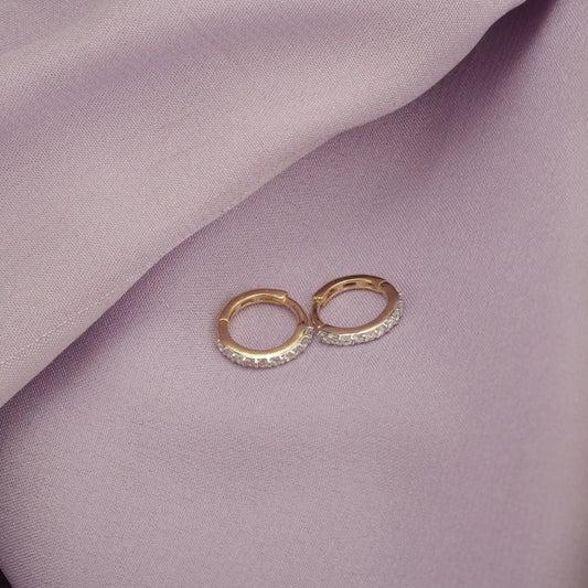 Elegant Gold Diamond Huggies Earrings