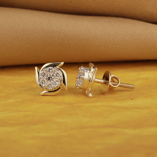 Gold Petal Diamond Stud Earrings