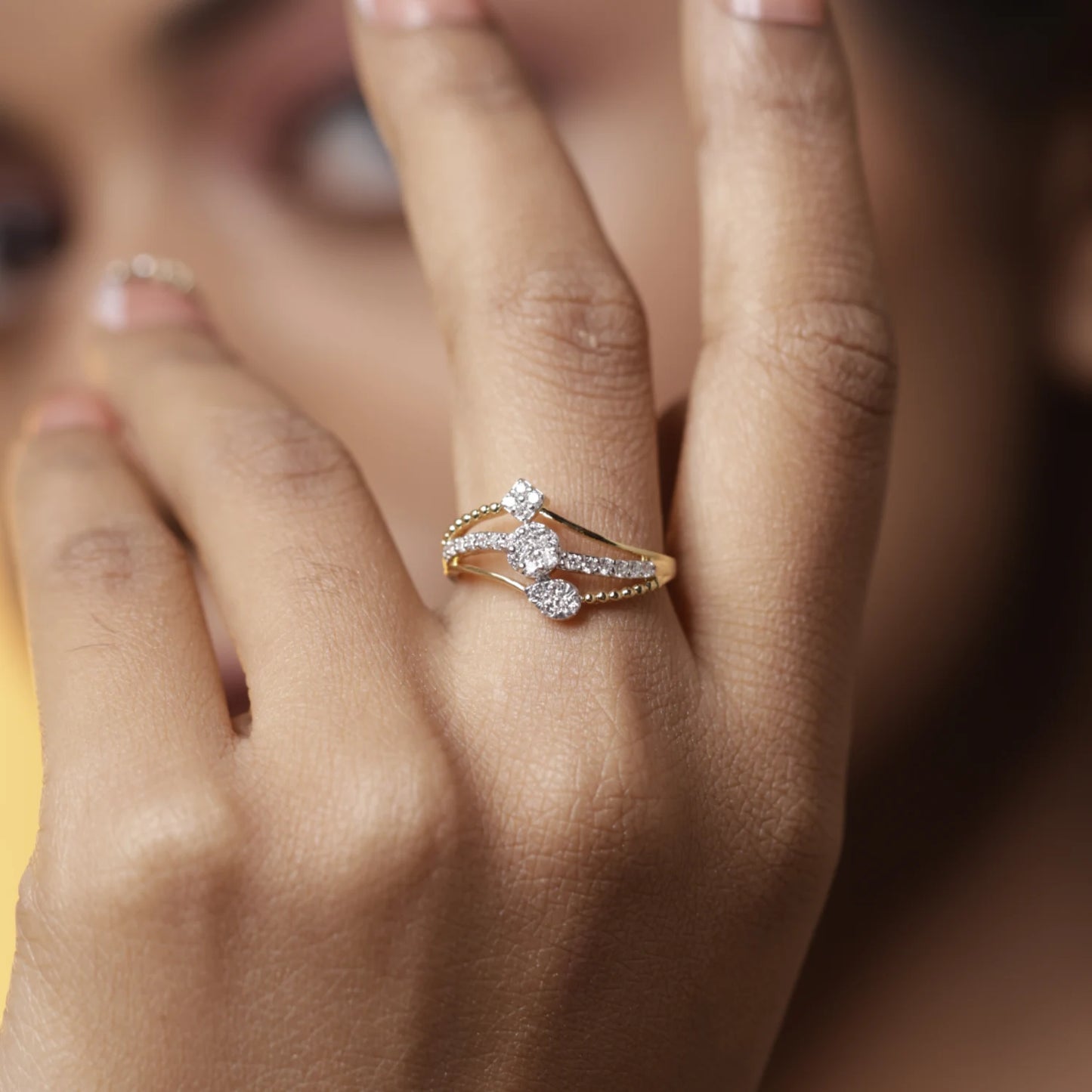 Diamond-Encrusted Multi-Layer Ring