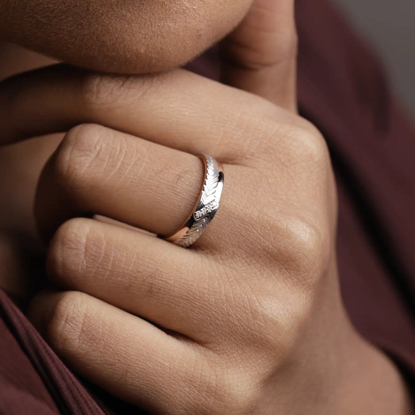 Engraved Diamond Band Ring