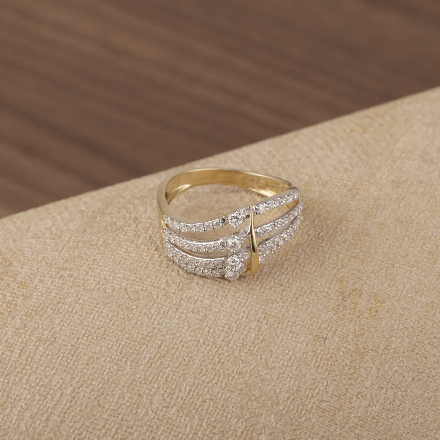 Diamond Encrusted Gold Statement Ring