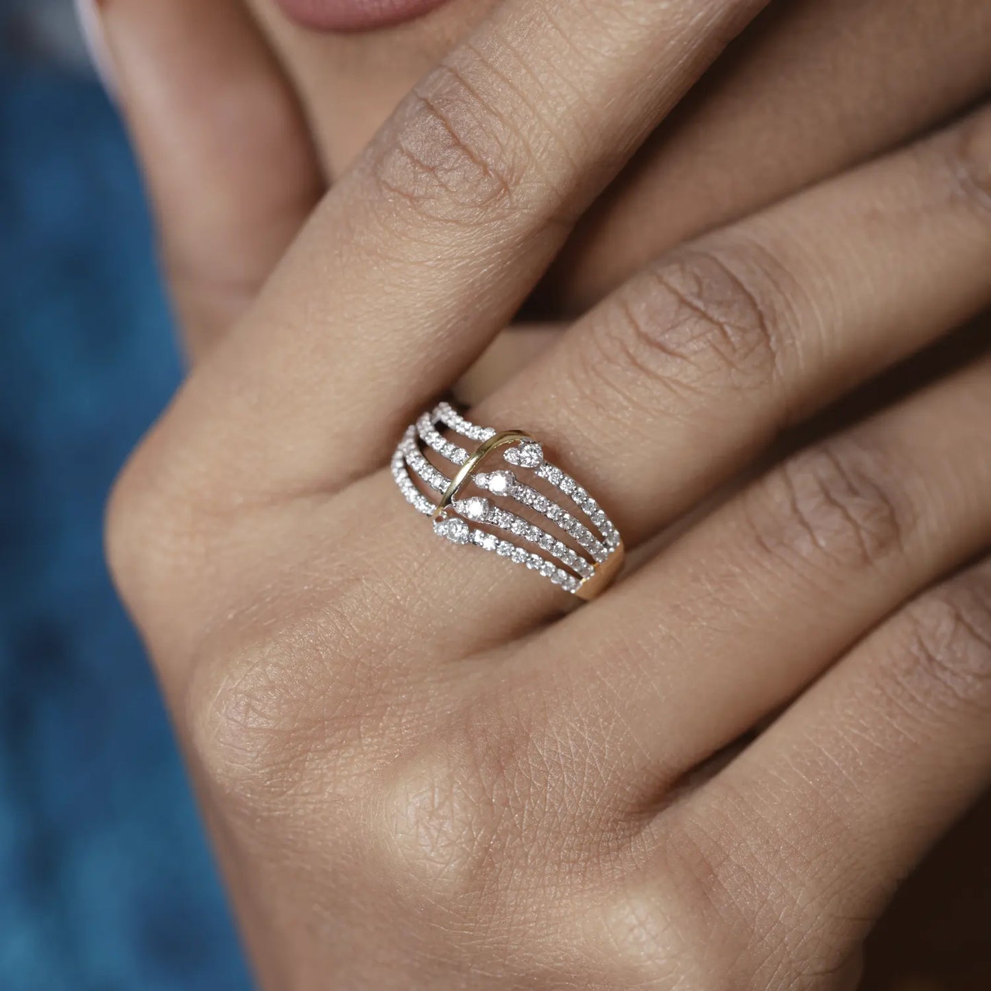 Diamond Encrusted Gold Statement Ring