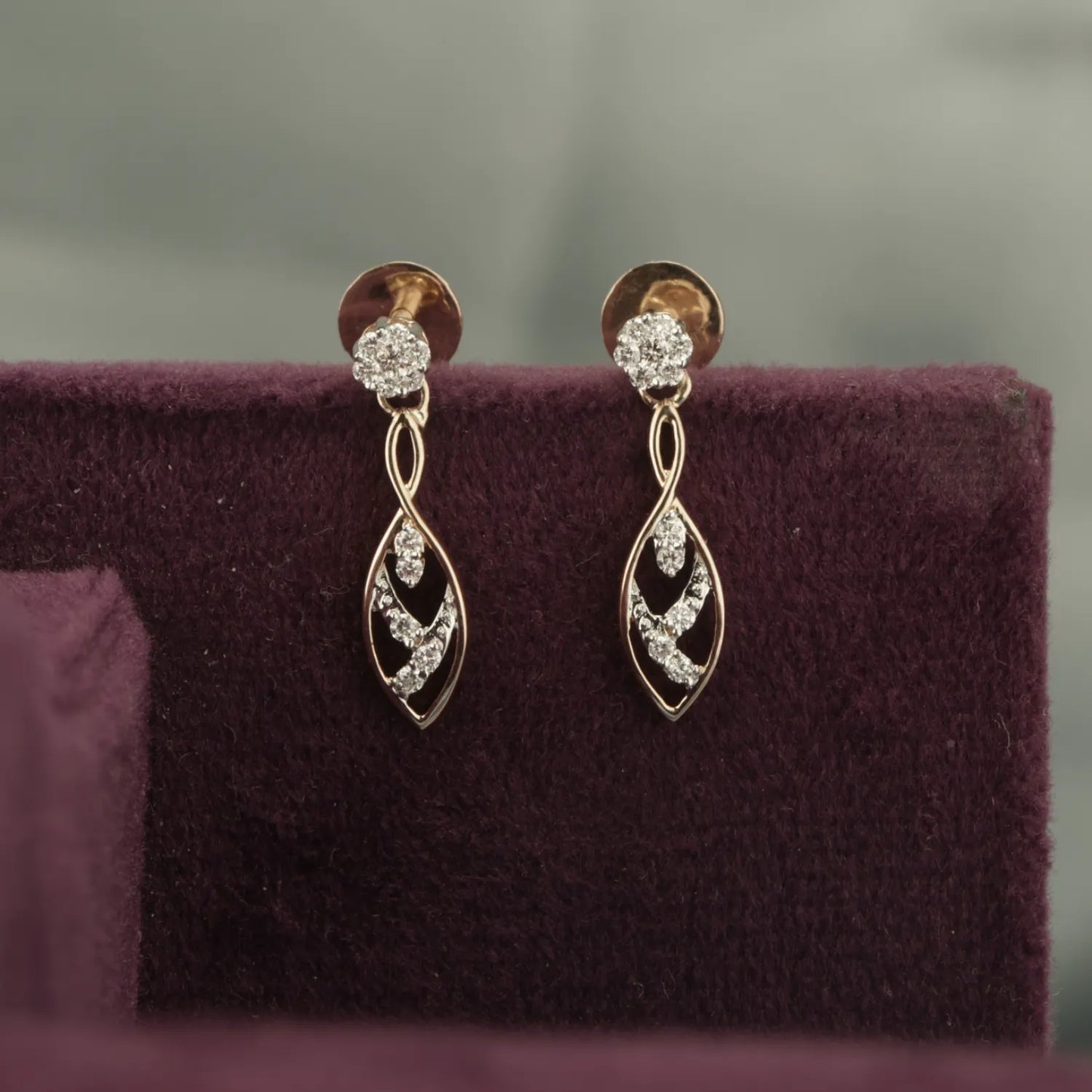Elegant Twist Diamond Drop Earrings