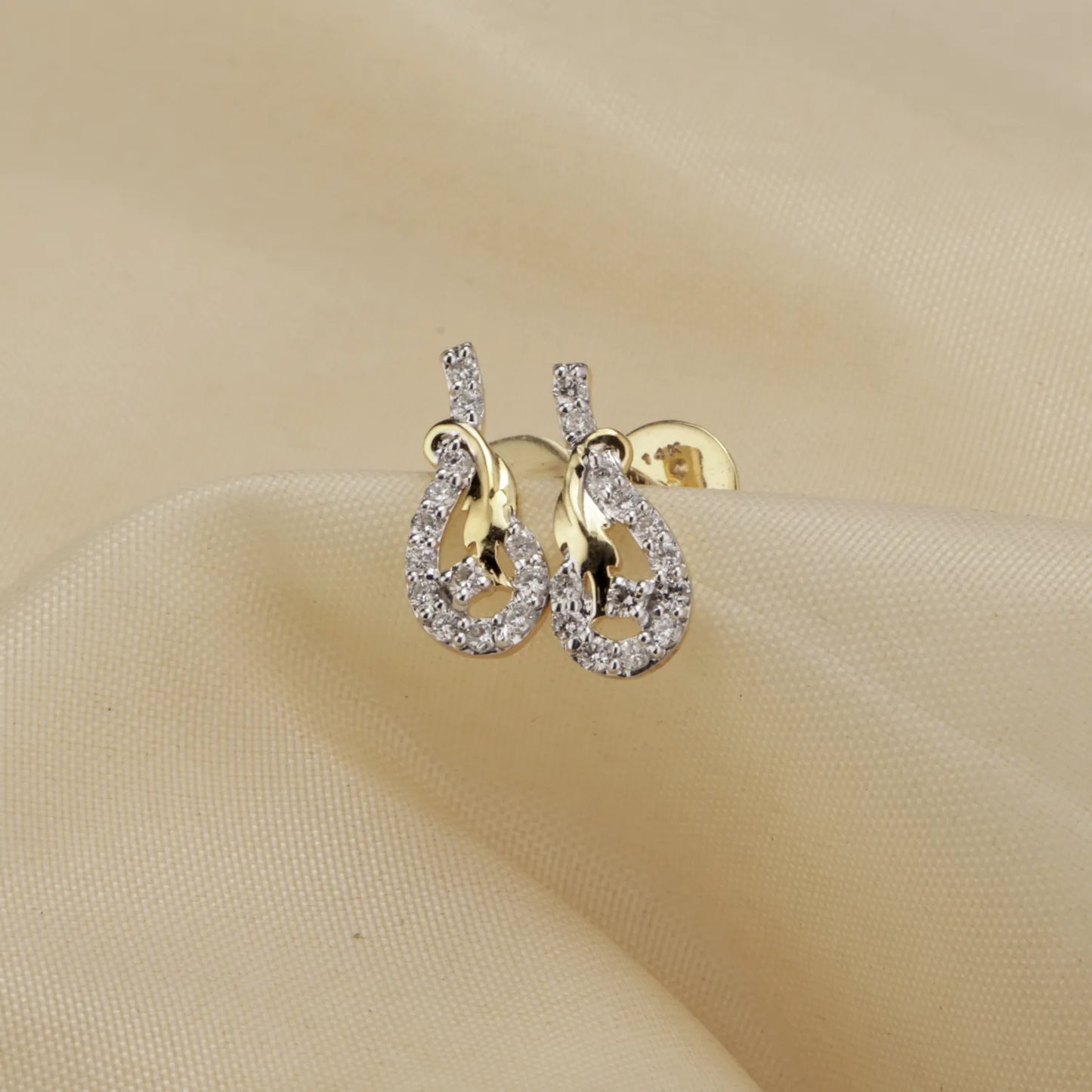 Curved Diamond Drop Earrings