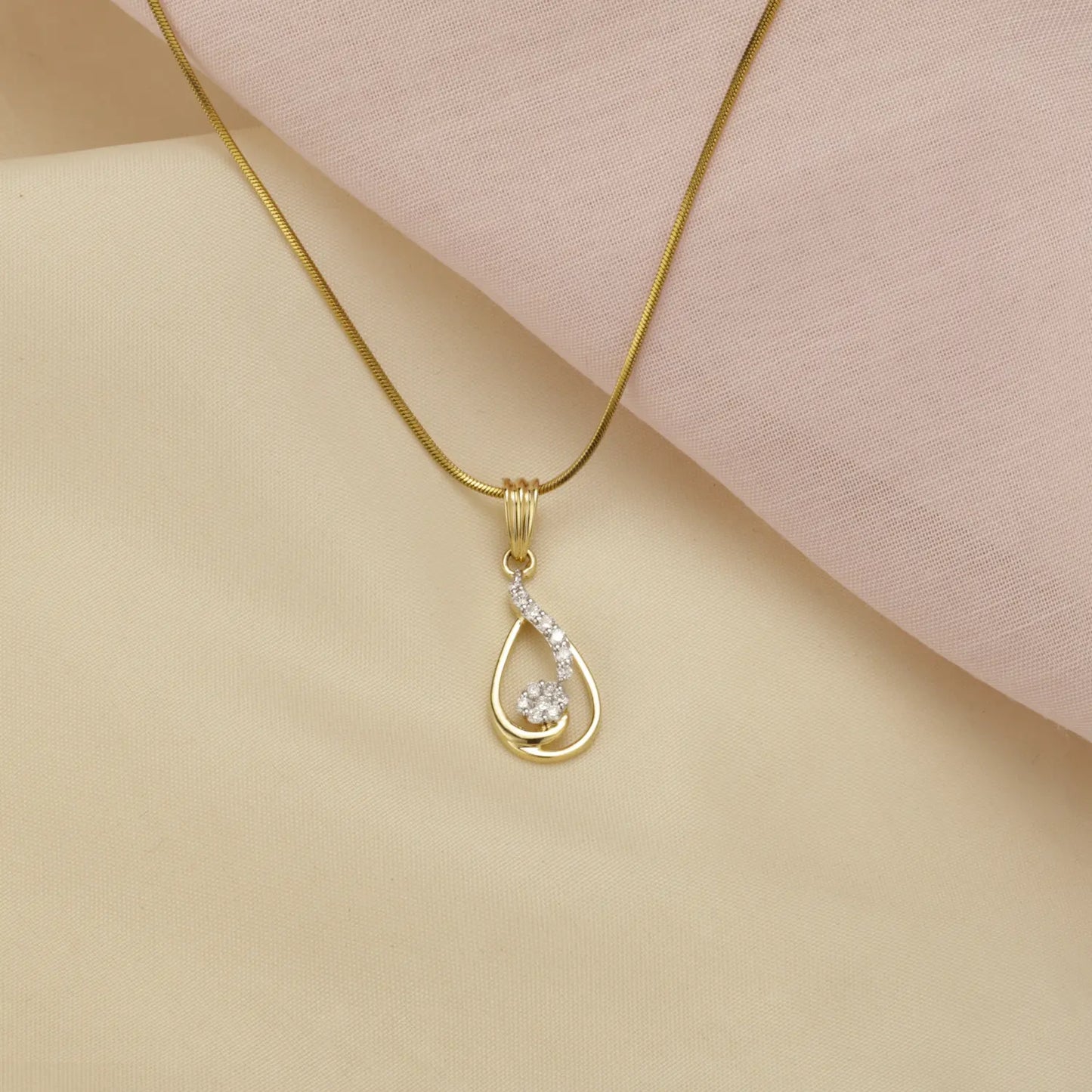 Curved Diamond Teardrop Pendant