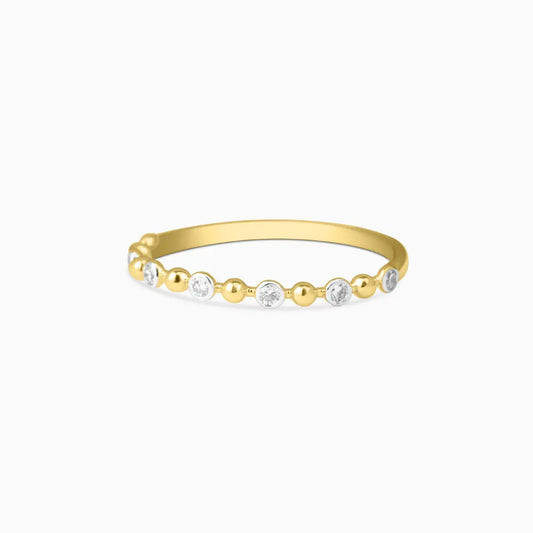 Gold Ring with Bezel Set Diamonds
