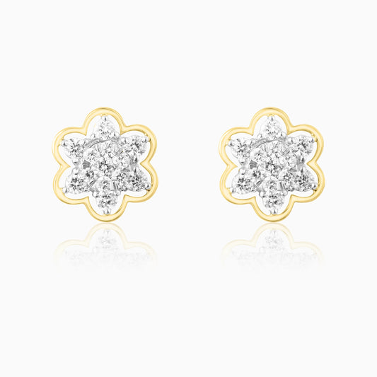 Floral Diamond Cluster Stud Earrings