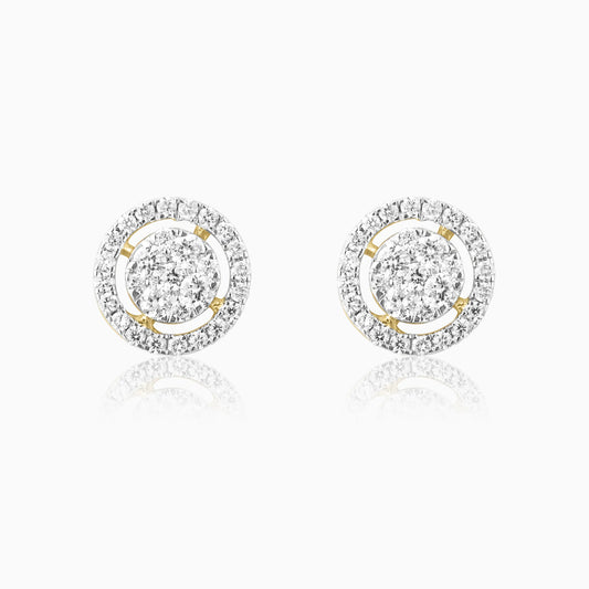 Round Halo Cluster Diamond Earrings