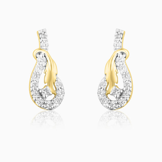 Curved Diamond Drop Earrings