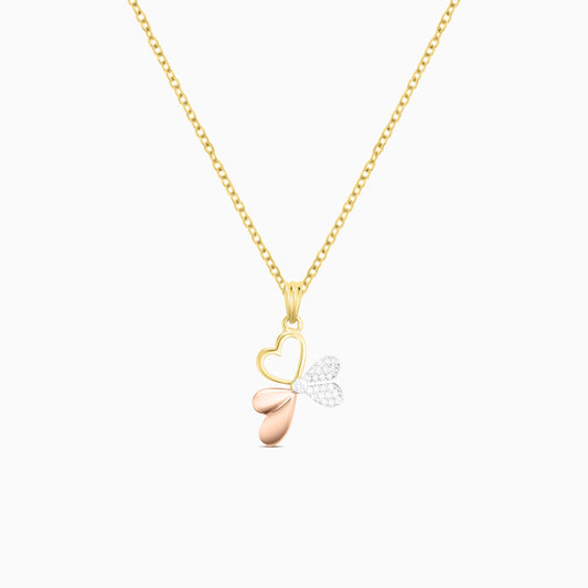 Two-Tone Heart and Butterfly Pendant