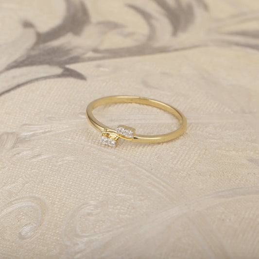 Elegant Gold Double Diamond Ring