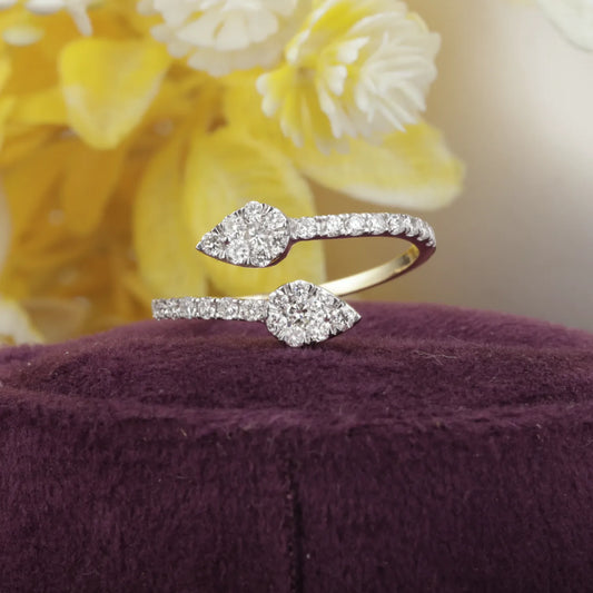Contemporary Teardrop Open Diamond Ring