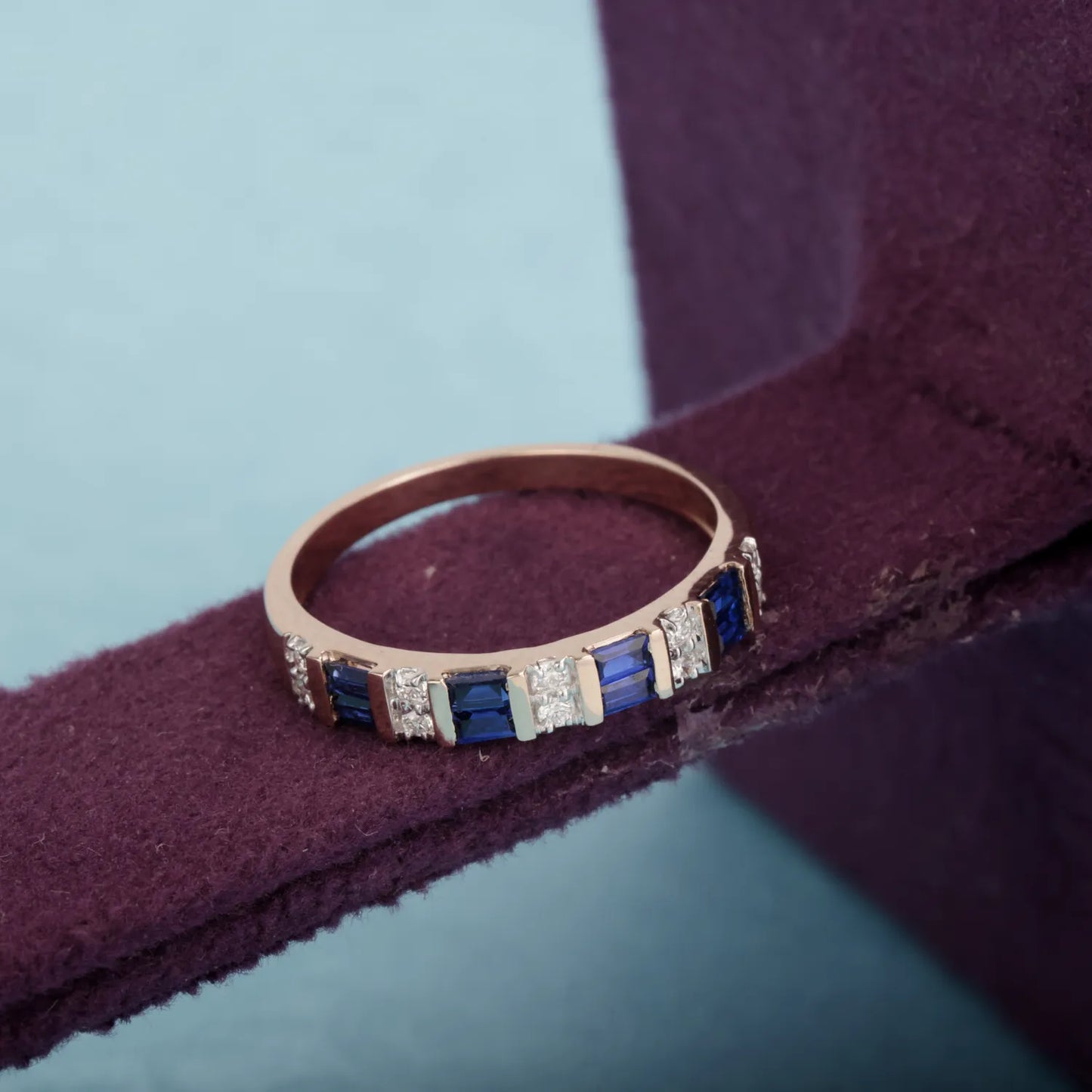Dual Row Sapphire and Diamond Ring