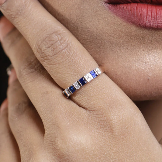 Dual Row Sapphire and Diamond Ring