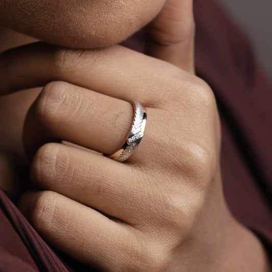 Engraved Diamond Band Ring