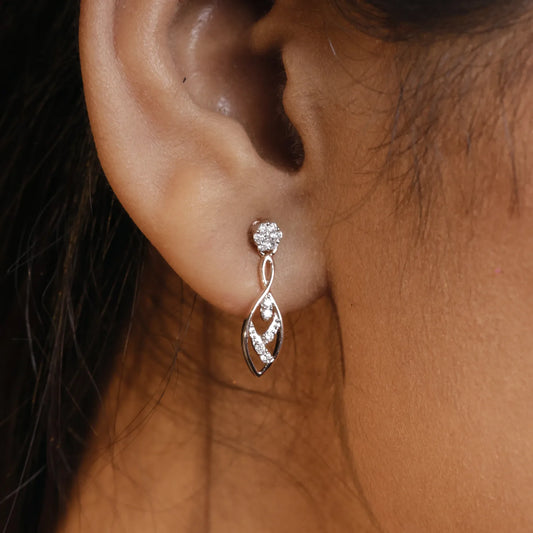 Elegant Twist Diamond Drop Earrings