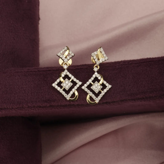 Double Square Diamond Drop Earrings