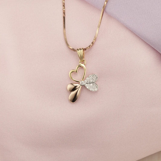 Two-Tone Heart and Butterfly Pendant
